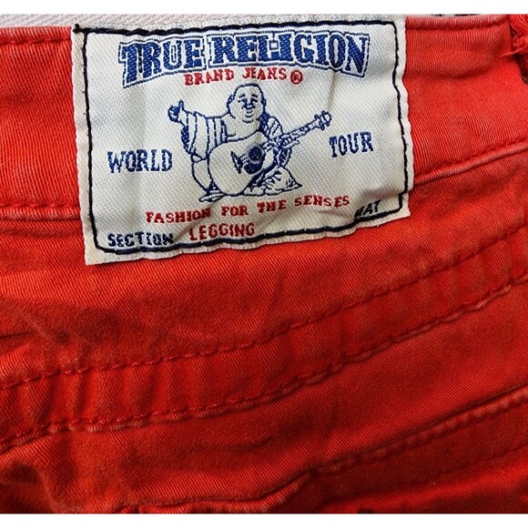 True Religion Red Legging Skinny Jeans Embellished Size 24 - Picture 5 of 9